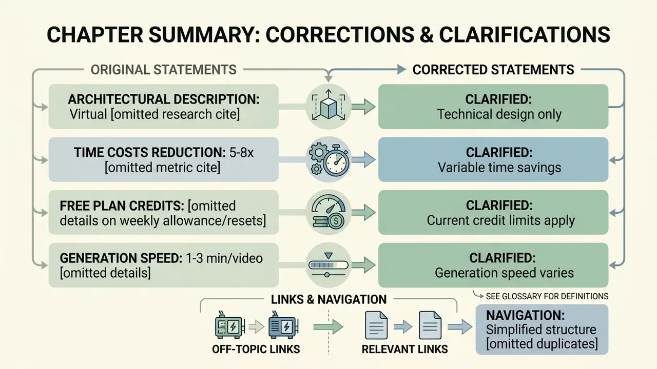 Table mapping original statements about InVideo AI to their corresponding corrected clarifications