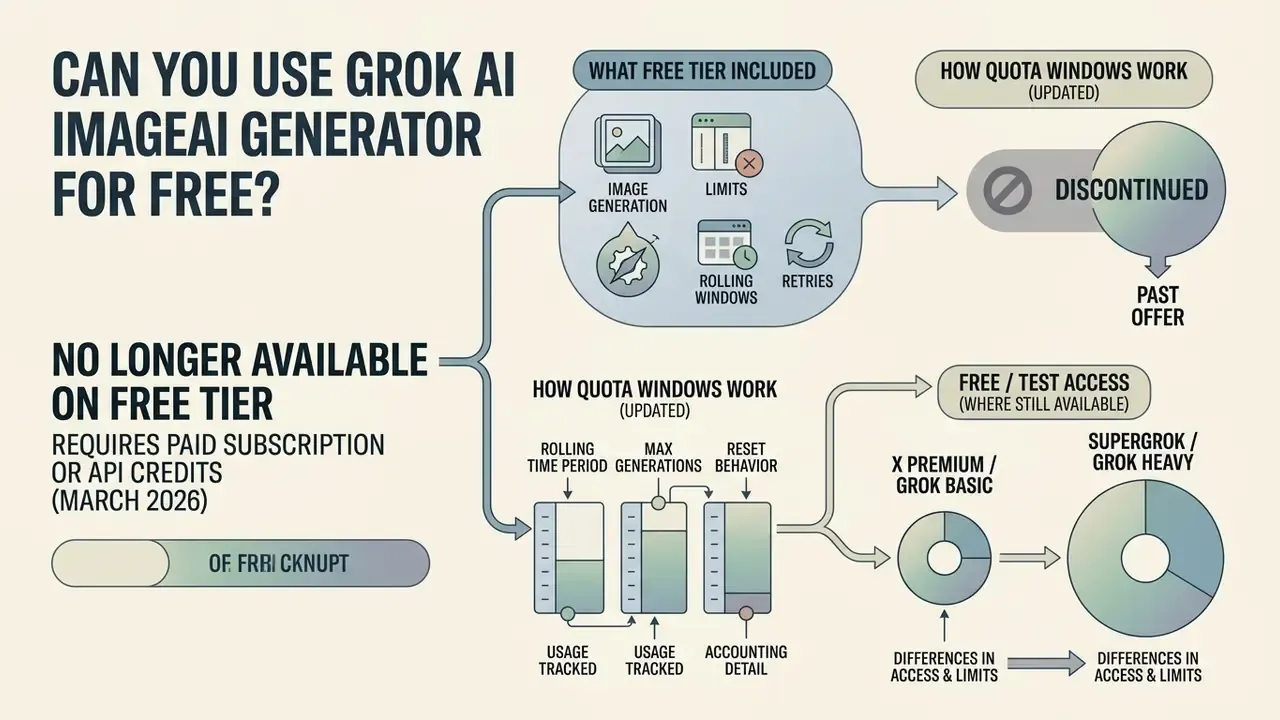 Infographic explaining that the Grok AI image generator now requires a paid subscription or API credits