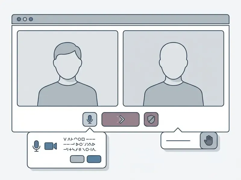 Wireframe of a video chat interface featuring user windows and control buttons for a video llamada online