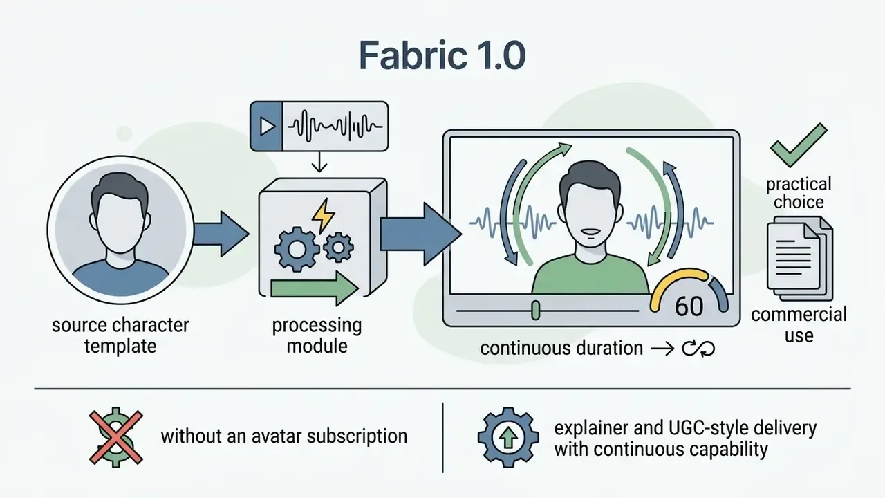 Process of using a character template and audio to generate a sixty second talking head AI video
