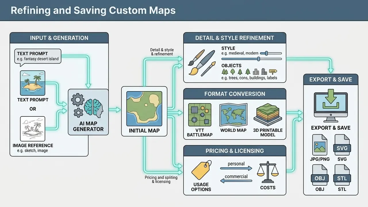 Diagram showing the workflow from initial generation through style refinement to final file export