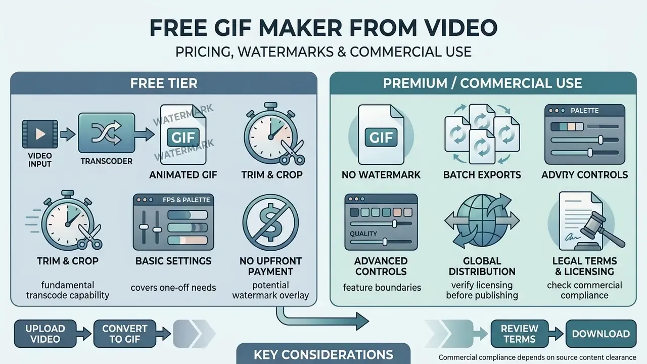 Comparison chart highlighting feature differences between free and premium tiers for digital file conversion
