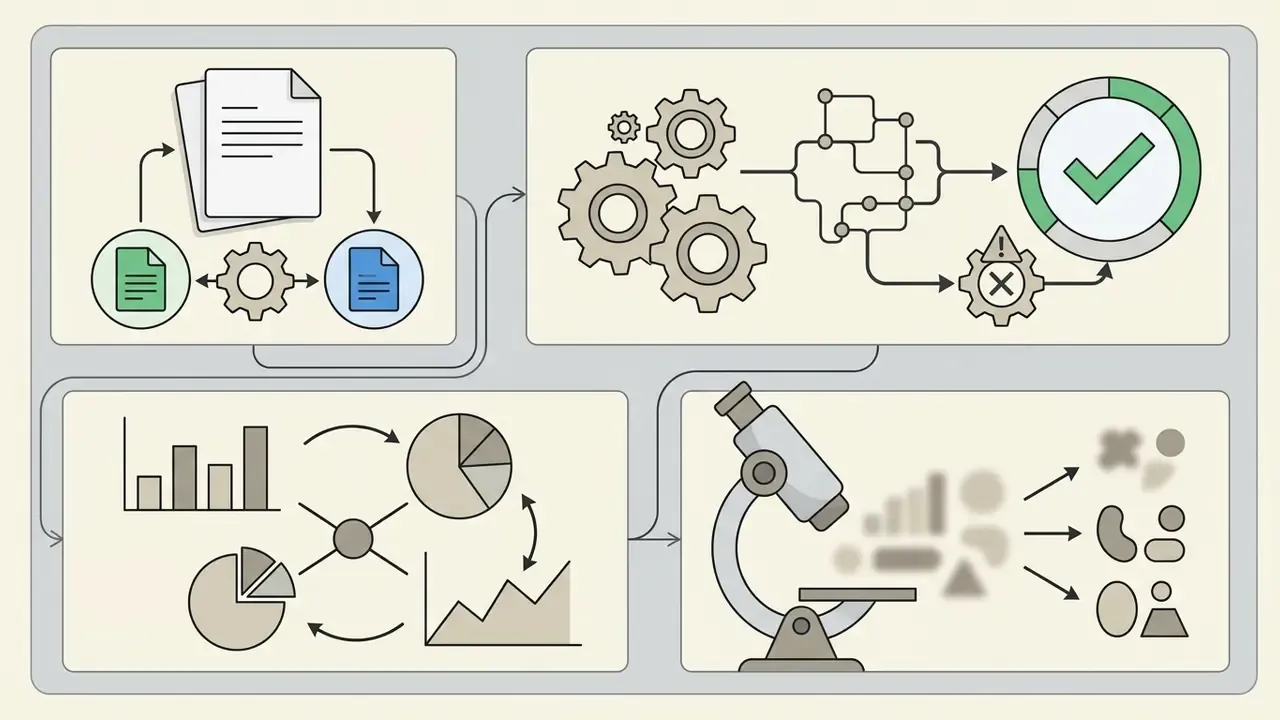 Workflow showing formula validation, chart generation, and microscopic inspection of logic structures