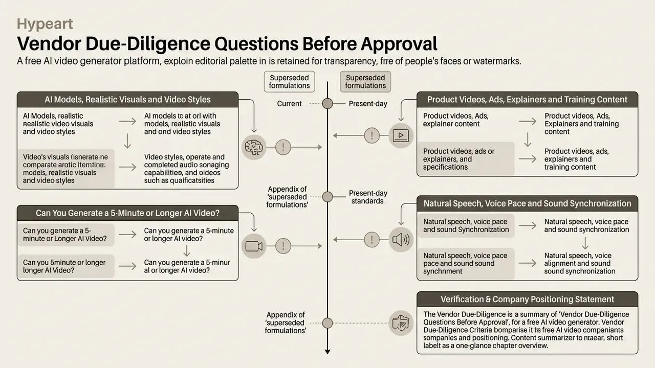Timeline graphic comparing legacy and current terminology for evaluating AI video production platforms