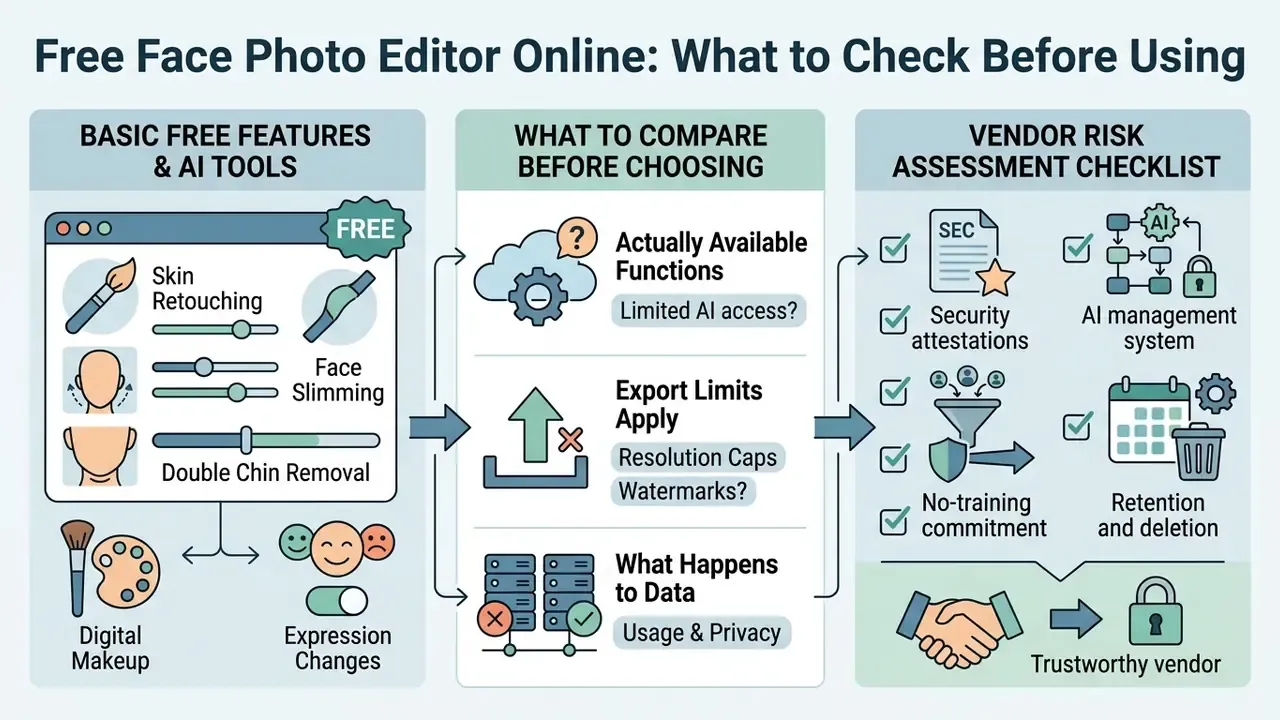 Three-part guide covering free feature sets, comparison criteria, and a vendor risk assessment checklist