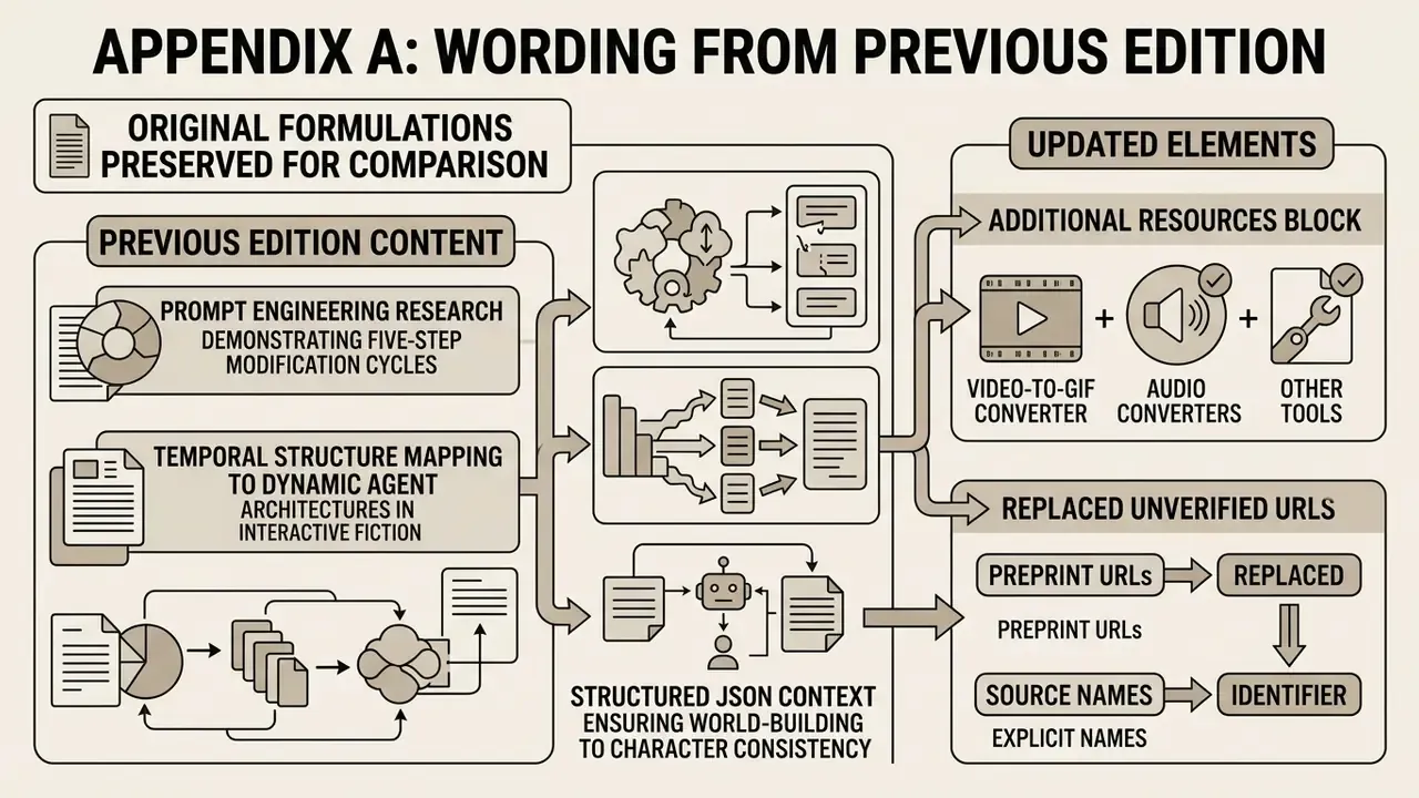 Flowchart comparing original research formulations with updated resource blocks and URL replacements