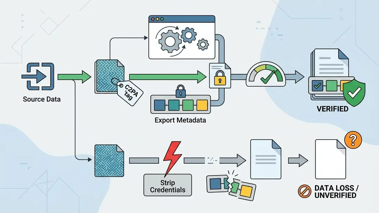 How retaining C2PA credentials leads to verified files while stripping them causes data loss