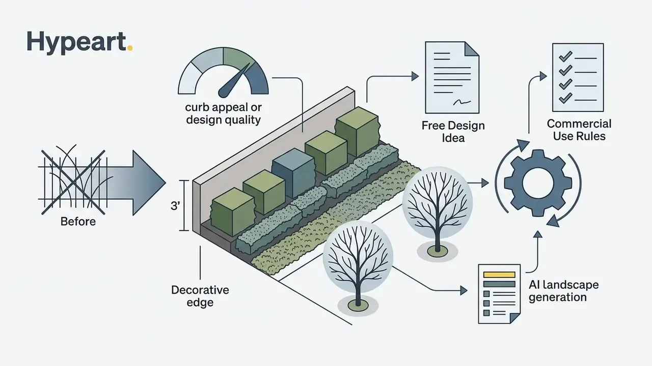A fence replacement and landscape design workflow using an AI landscape generator