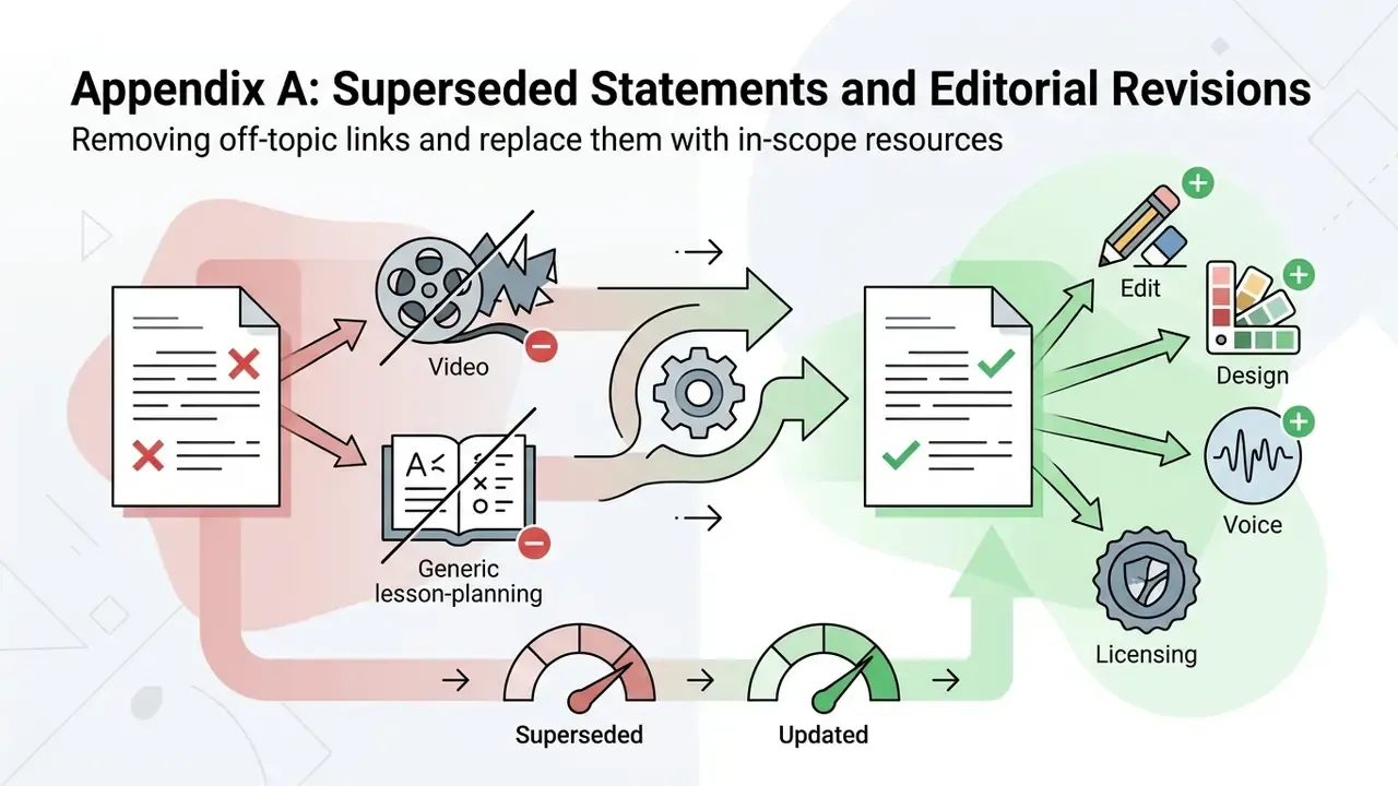 Document links being removed and replaced by gear-driven processes into new editing and design resources
