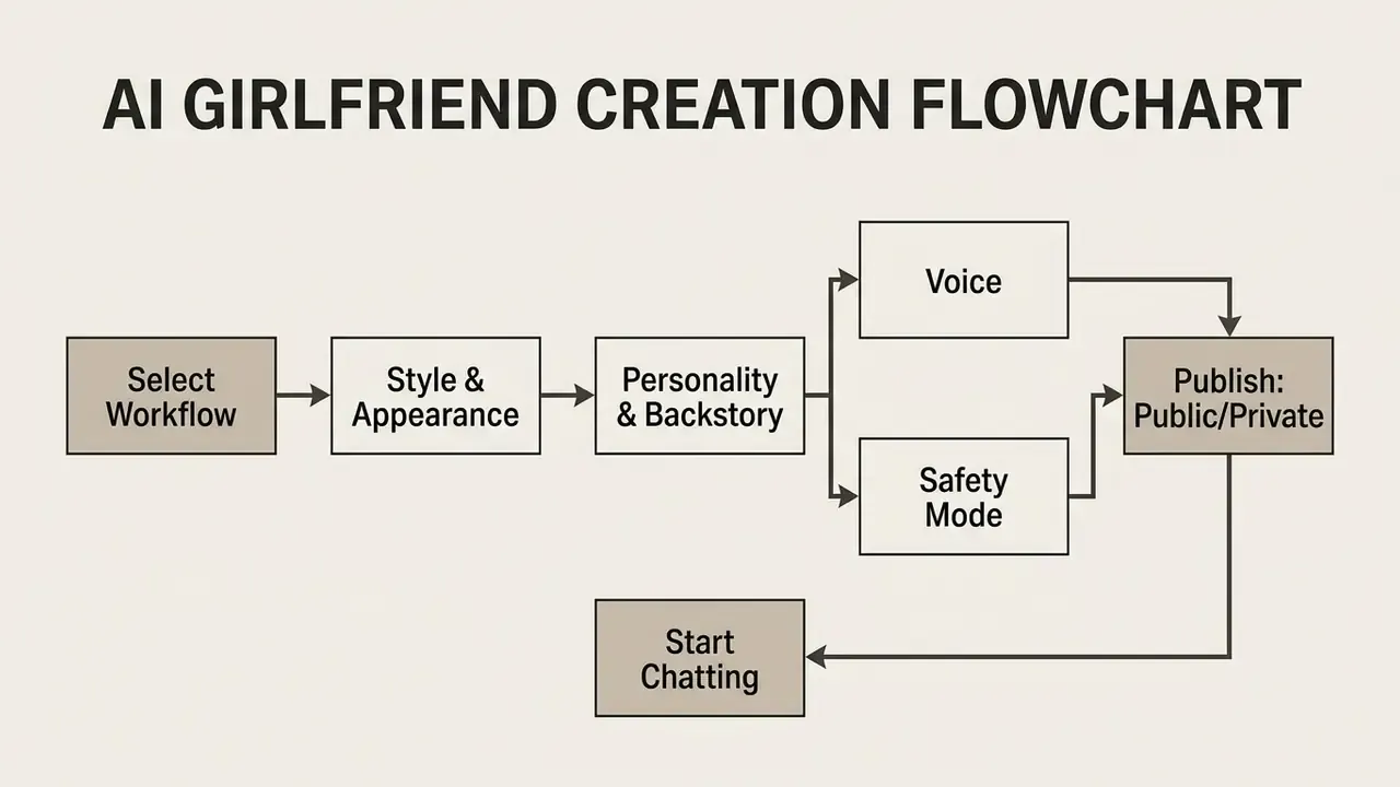Step by step process mapping from initial workflow selection through customization to final chat activation