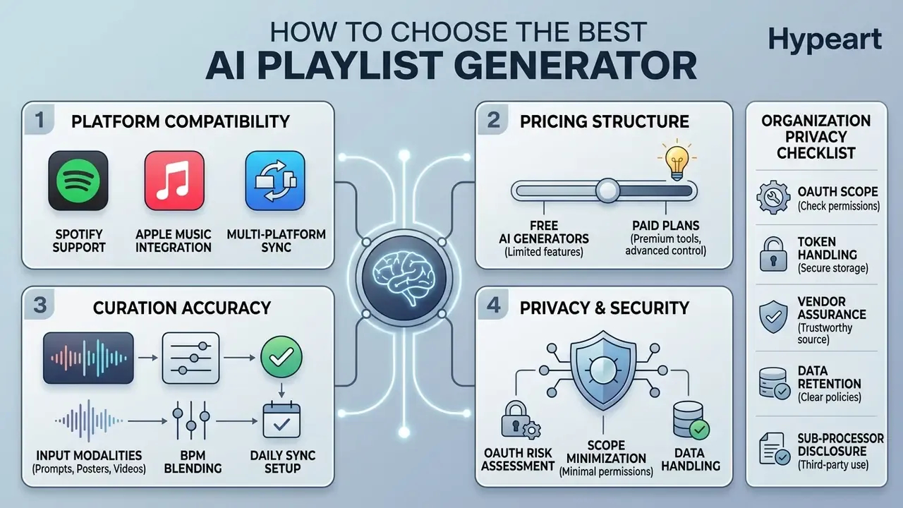 Infographic comparing platform compatibility, pricing, curation accuracy, and organizational privacy