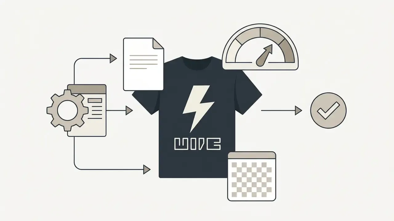 Lightning bolt graphic processed through software tools and applied to a black t-shirt for print production