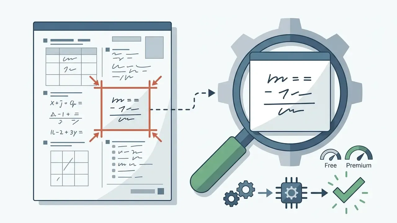 Cropping a specific math problem from a document for analysis by an AI math solver system