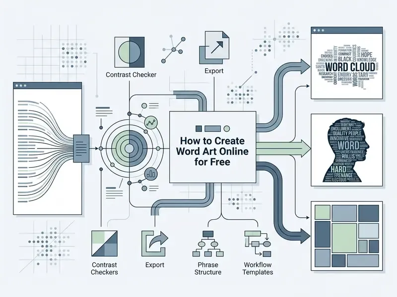 Diagram showing the process of converting raw text into various styles of digital word art