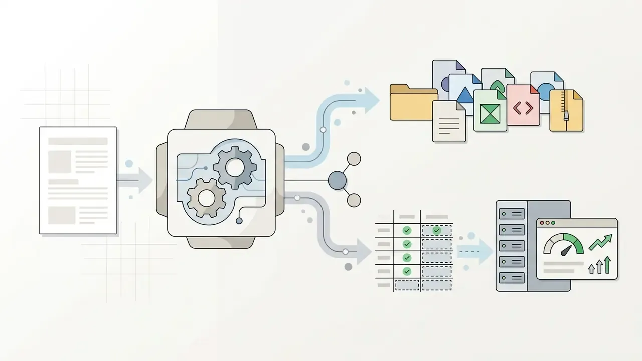 Processor converting document data into structured file formats and machine readable API payloads