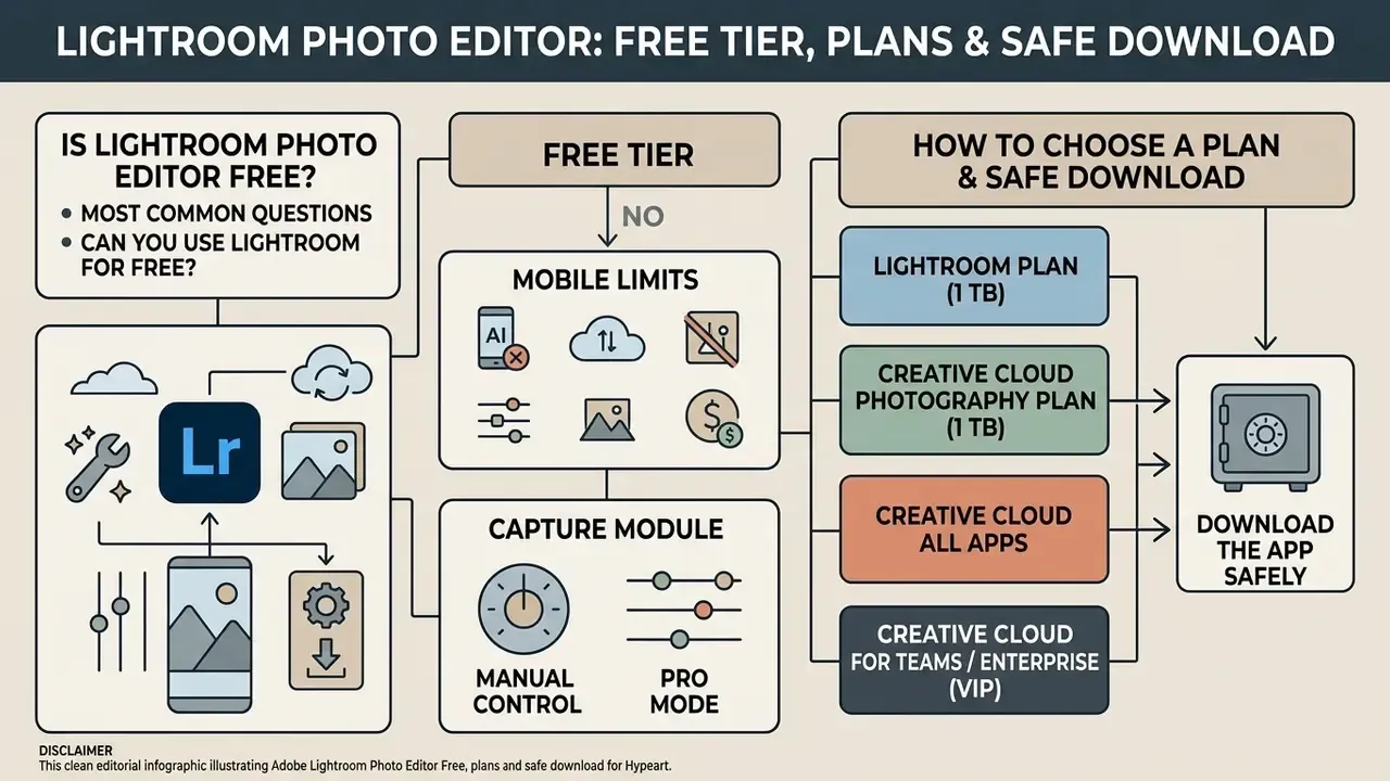 Infographic explaining subscription options, mobile app limits, and secure software download procedures