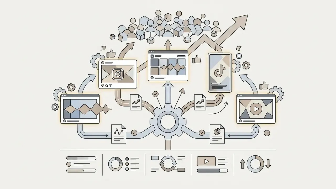 Central gear mechanism distributing video content and analytics to various social media platforms