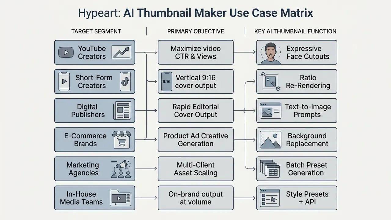 Matrix table mapping target segments and primary objectives to specific AI design functions
