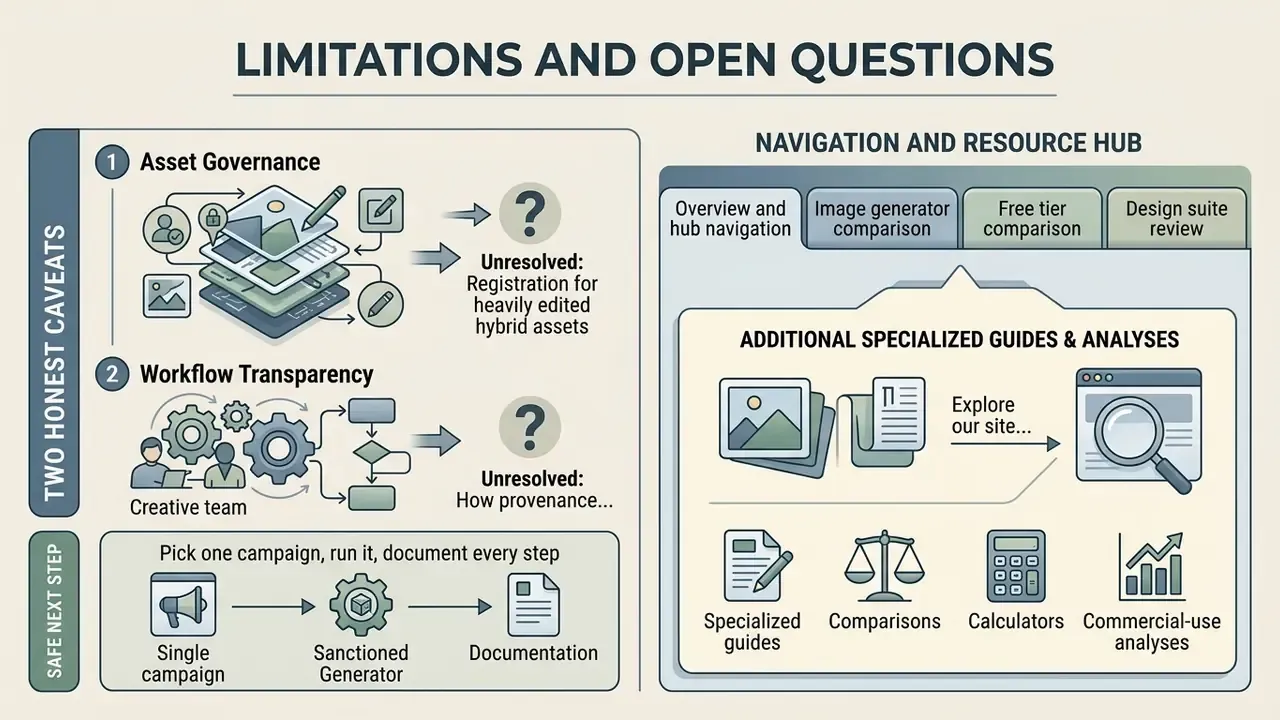 Infographic outlining asset governance, workflow transparency, and navigation for creative resources