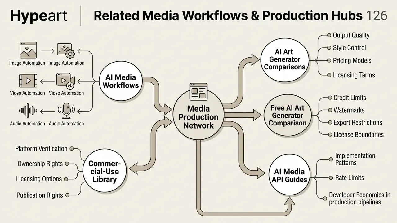Central hub connecting AI media workflows and production guides for how to generate images from text prompts