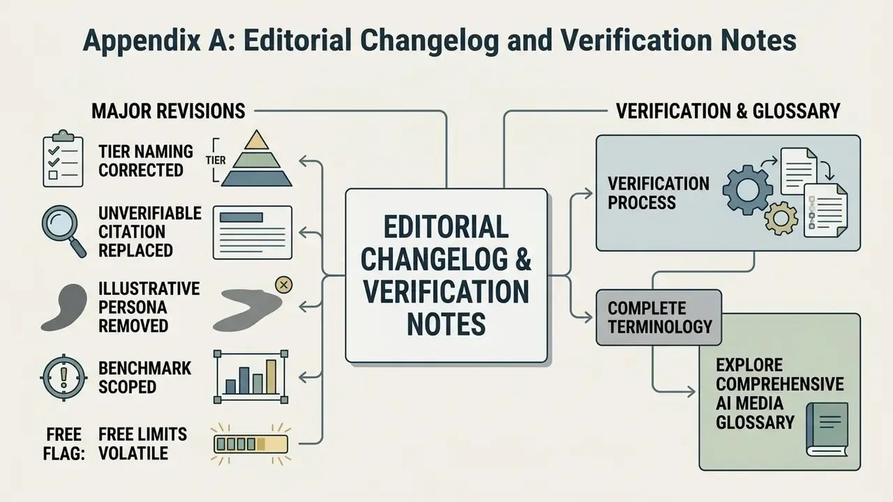 Summary diagram showing major editorial revisions, verification processes, and glossary resources