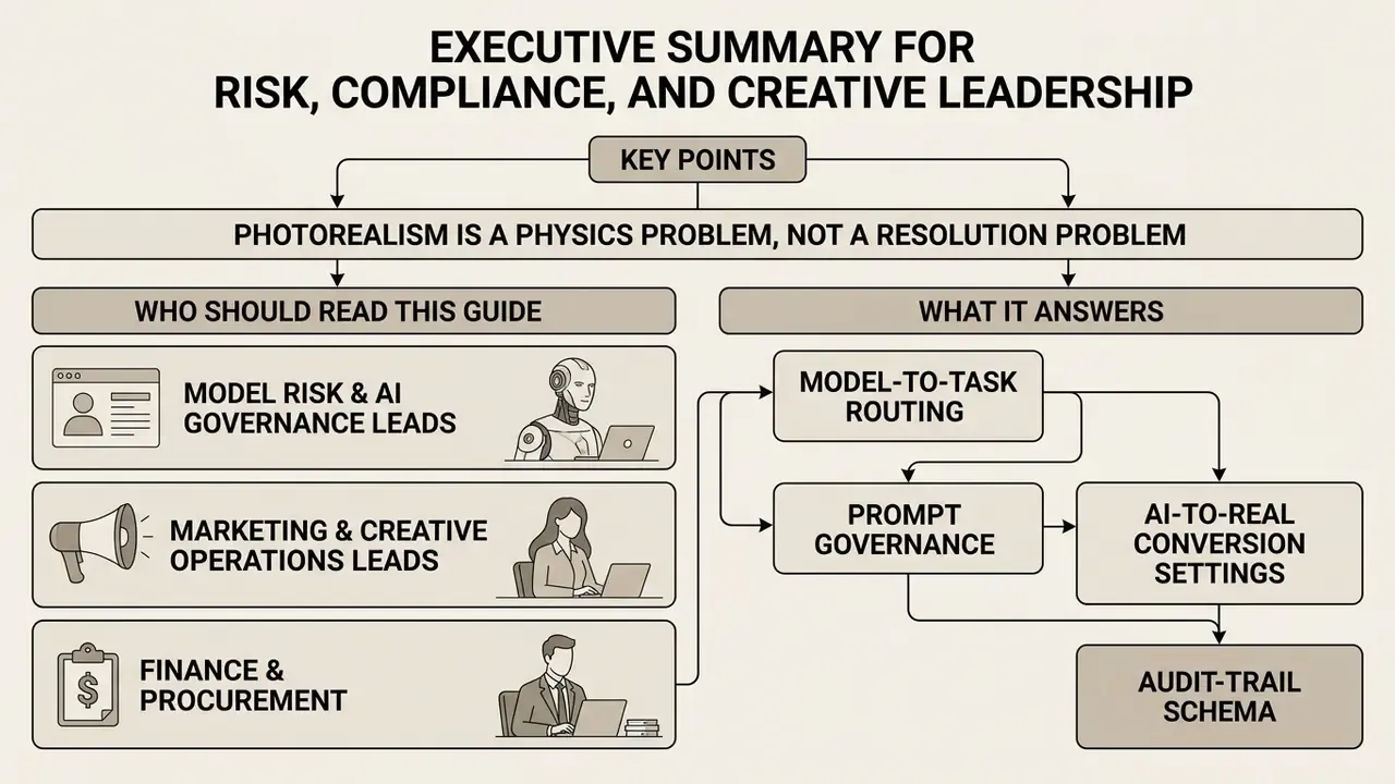 Flowchart outlining AI governance roles and technical processes for achieving realistic AI outcomes
