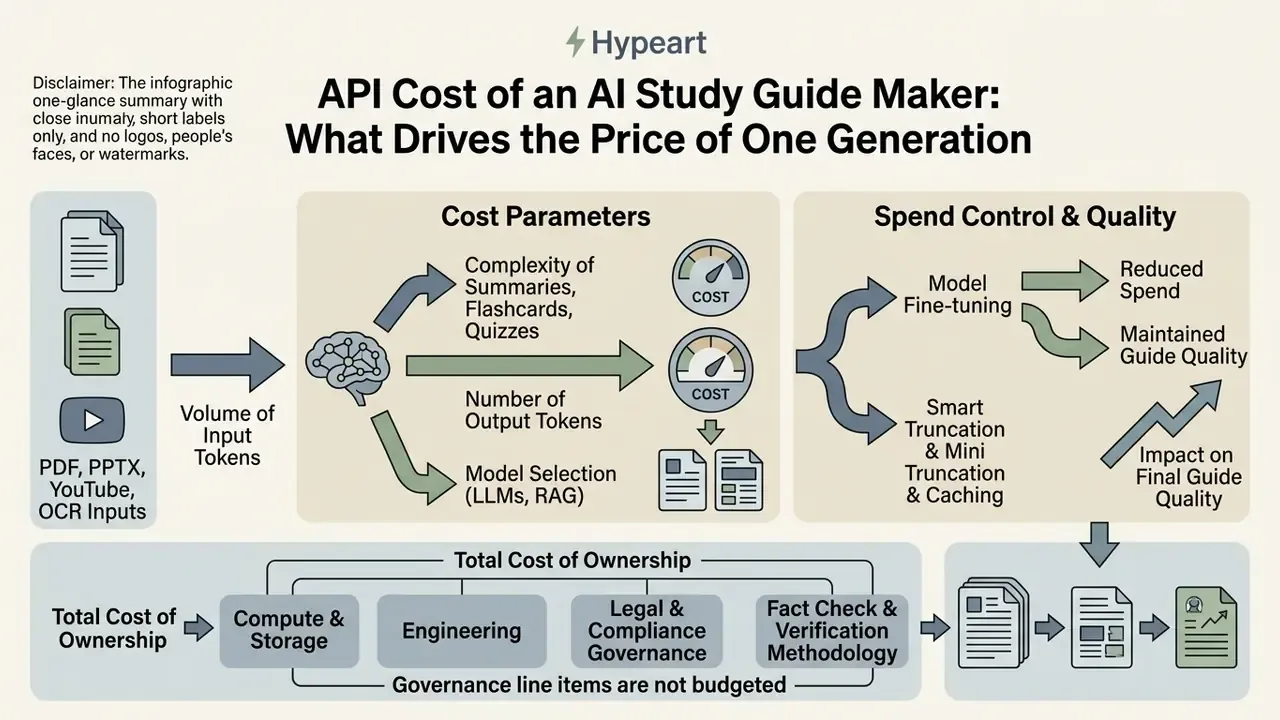 Infographic mapping input token volume, cost parameters, spend control strategies, and ownership expenses