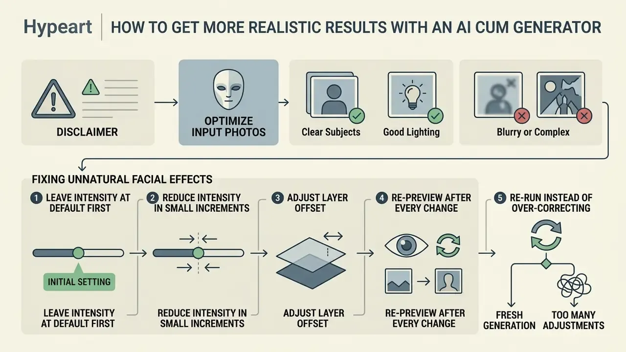Step-by-step guide for optimizing input photos and adjusting generation settings to fix facial artifacts