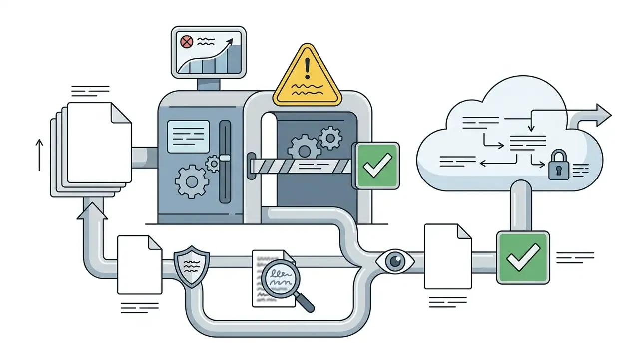 Documents passing through a security scanner and inspection point before entering a cloud storage system