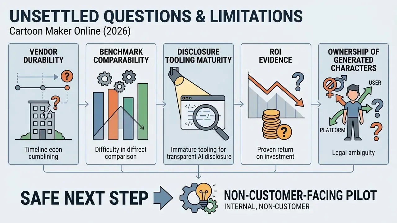 Five-step chart outlining unresolved industry challenges and a recommended internal pilot project