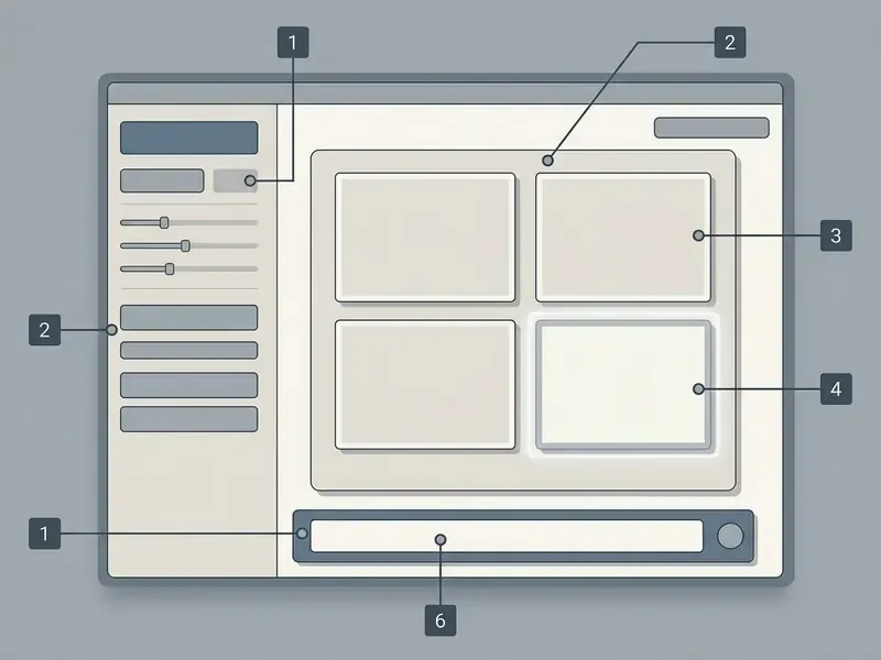 Annotated interface of a best free AI photo generator showing prompt bar, style sliders, and image grid