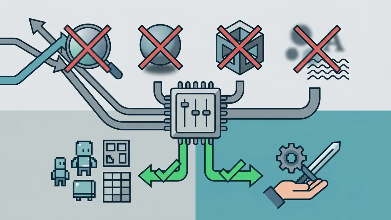 Central processor filtering out unwanted visual effects to produce clean game character and item assets