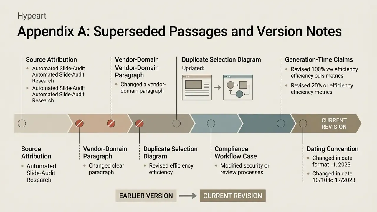 Timeline infographic detailing editorial revisions for an AI PowerPoint generator guide