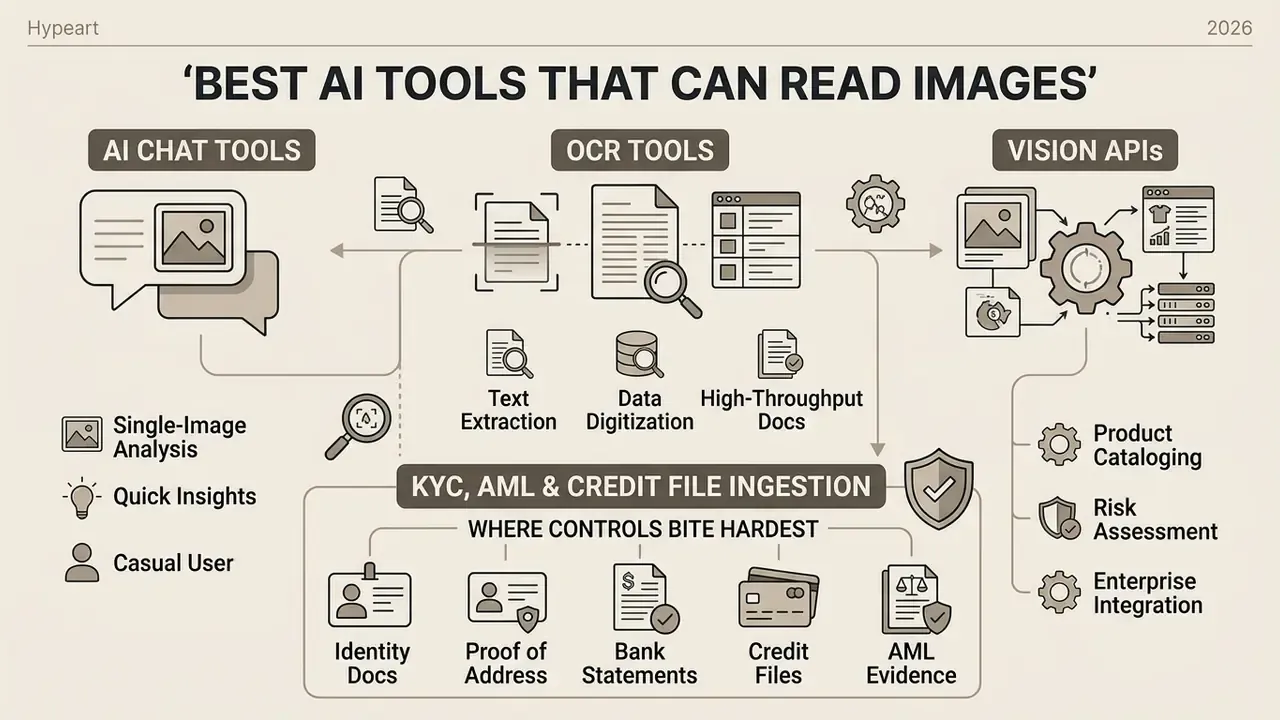 Categorized overview of AI tools for image analysis including chat, OCR, and enterprise vision APIs