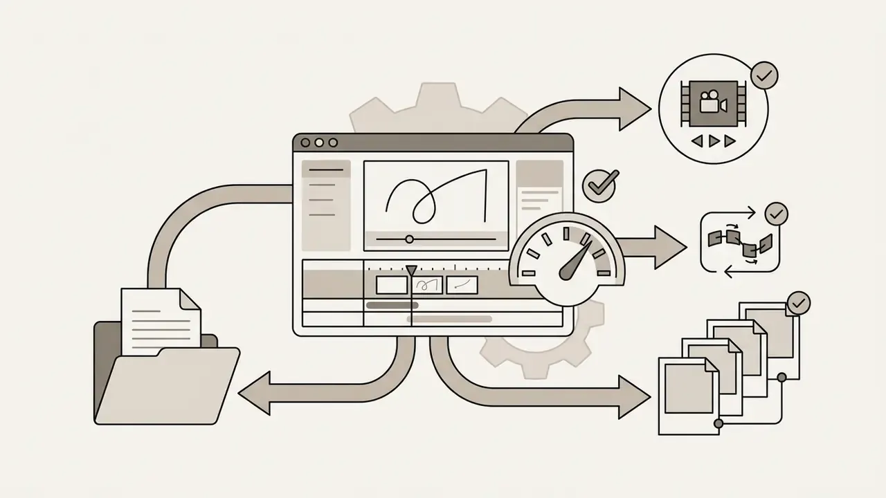 Software interface exporting project files into video, animated GIF, and image sequence formats