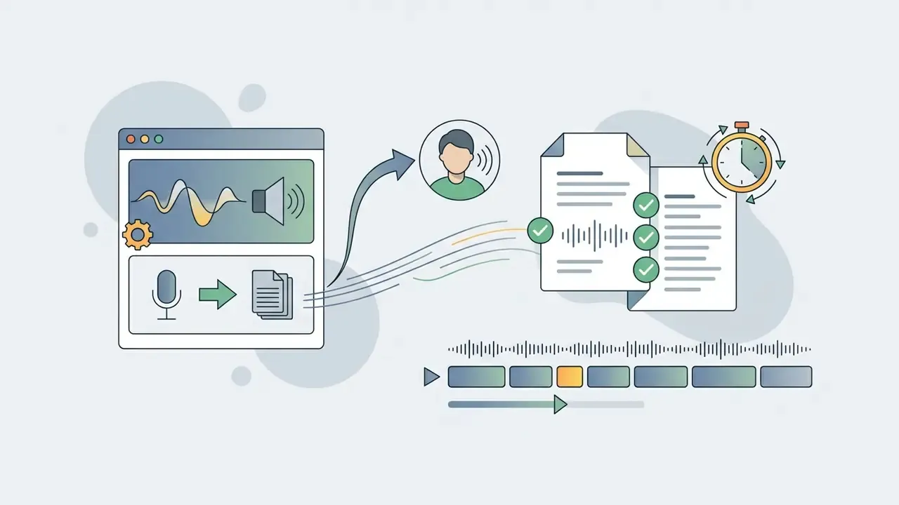 Voiceover settings and audio files syncing with text documents and a video timeline in Pictory AI