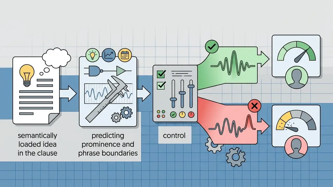 Workflow showing semantic analysis and boundary control leading to balanced or unbalanced audio output