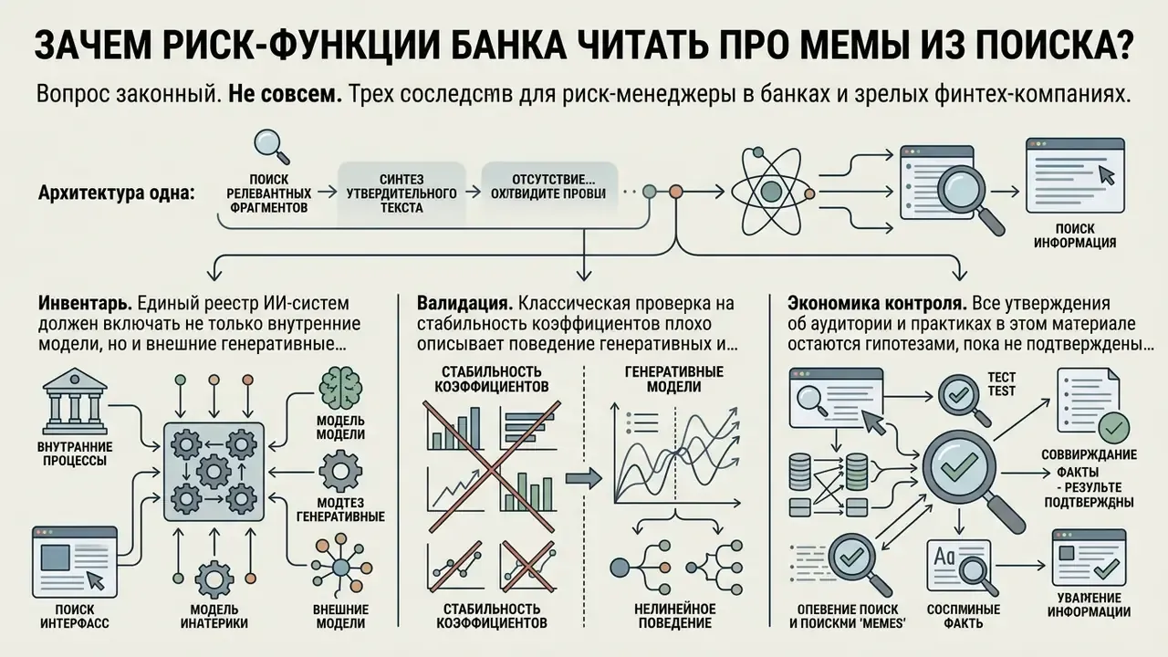 Инфографика о рисках использования генеративного ИИ в банковских процессах и валидации моделей