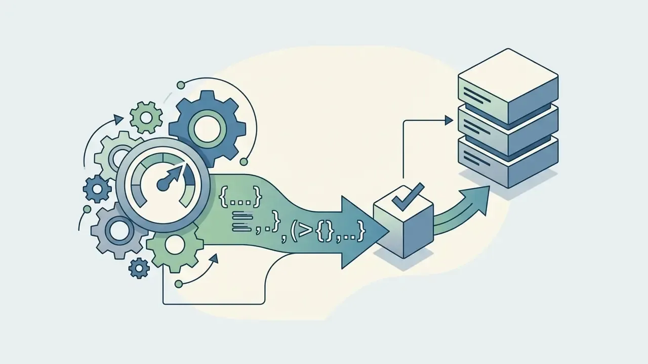 Gears and a gauge processing code into a validated cube that sends data to a server stack