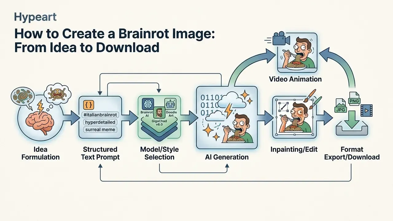 Step-by-step workflow diagram illustrating the digital production cycle from initial concept to final export