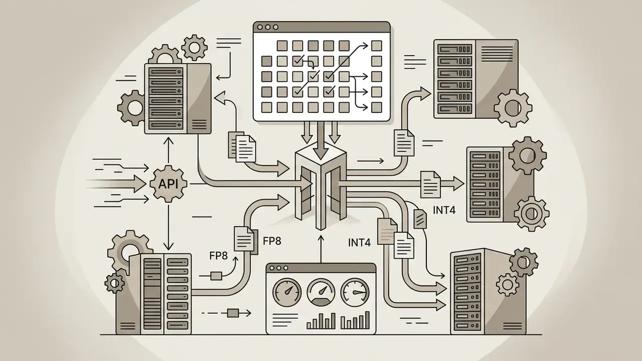 API gateways routing data through servers and processing units to optimize workload distribution