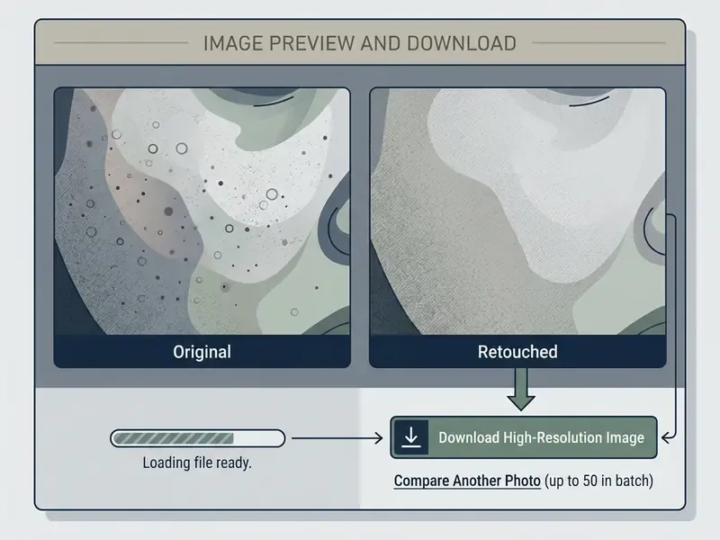 ## Annotated user interface of a free online blemish remover photo editor showing core controls