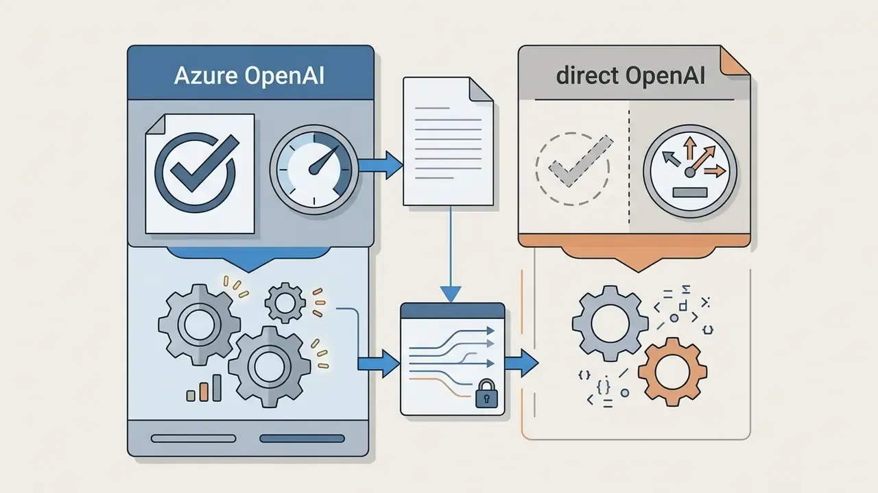 Two parallel systems showing Azure OpenAI compliance and monitoring versus direct OpenAI operations