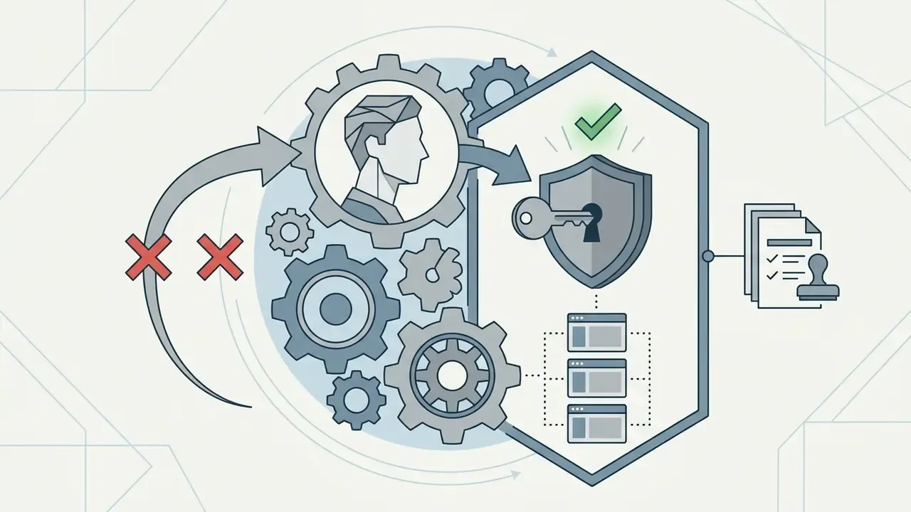 Gear mechanism locking a digital identity behind a shield to generate auditable workspace assets