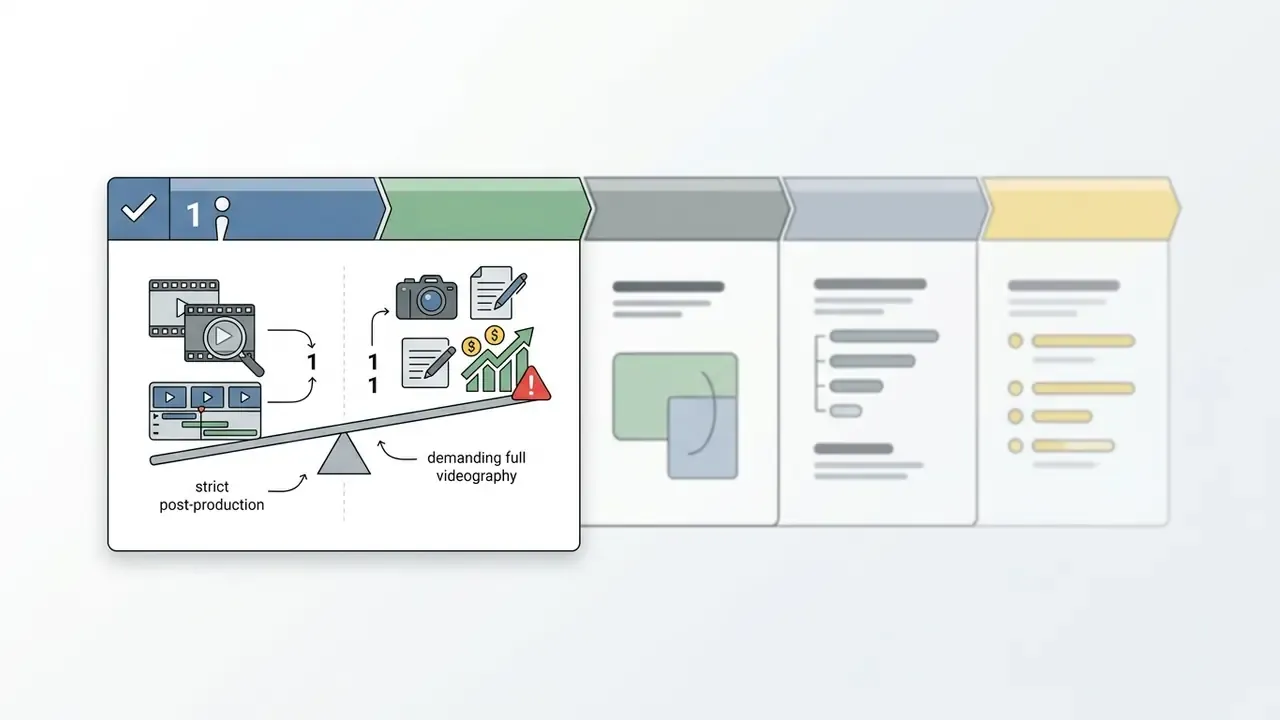 Seesaw graphic comparing strict post-production tasks against extra videography and media responsibilities