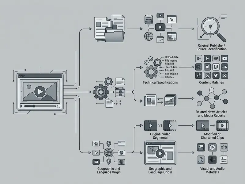 Flowchart showing how a single video frame branches into various data categories and search results