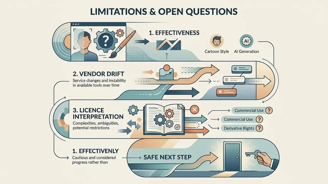 Three-step diagram outlining challenges with effectiveness, vendor drift, and licence interpretation