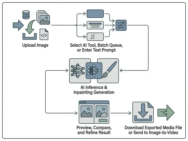 Sequence diagram showing the path from image upload to AI processing and final file download