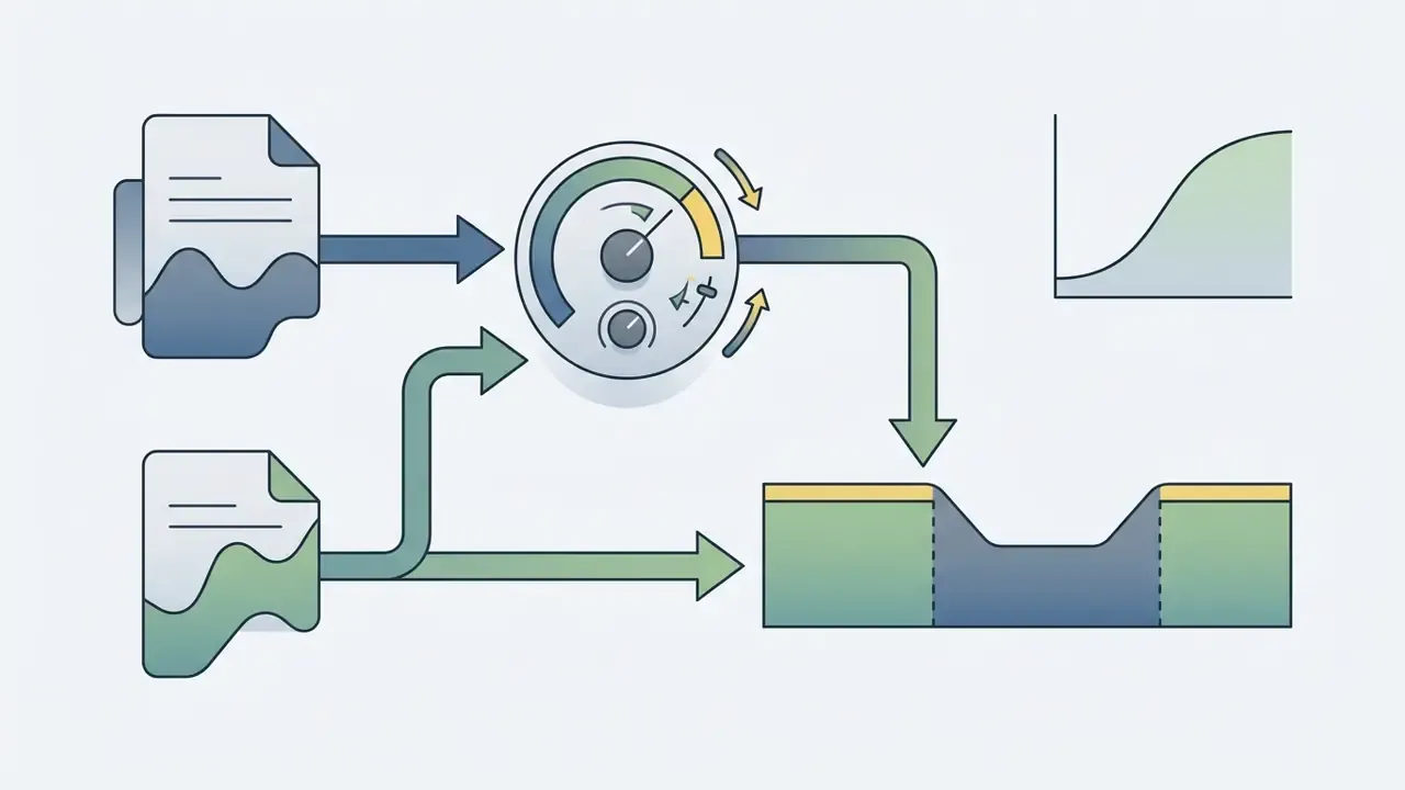 Voice and music tracks feeding into a compressor gauge to create a volume dip in the audio waveform