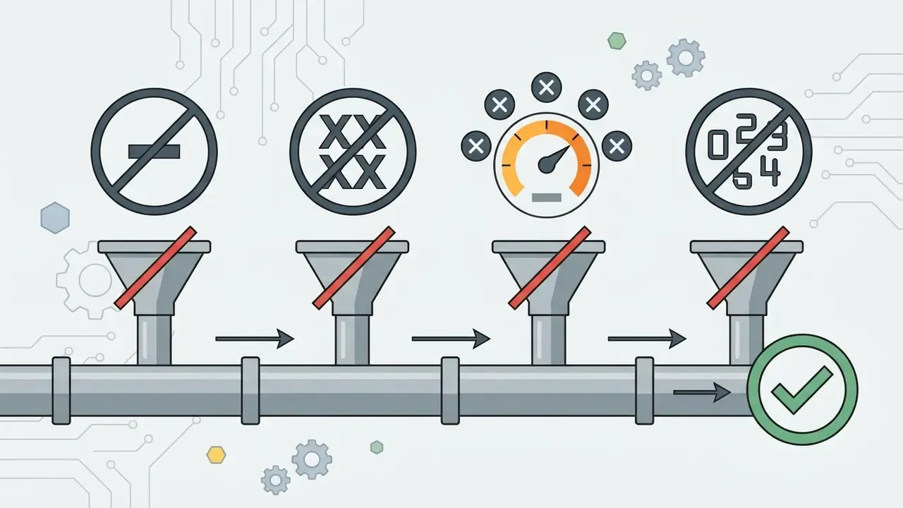 Series of filters excluding symbols and numbers from a pipeline to produce a valid domain name